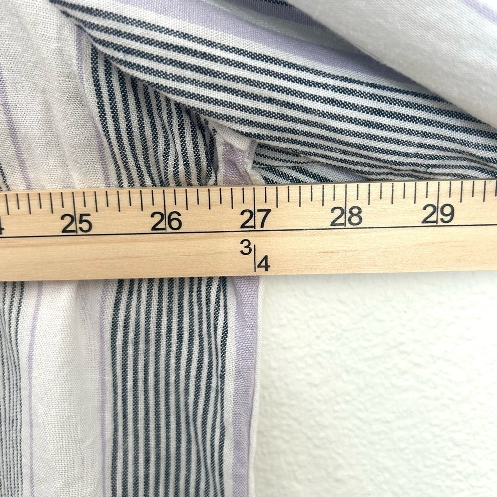 Splendid V-Neck Blouse Tunic Shirt Linen Striped 3/4 Sleeve Black White Size XXL - Picture 9 of 12
